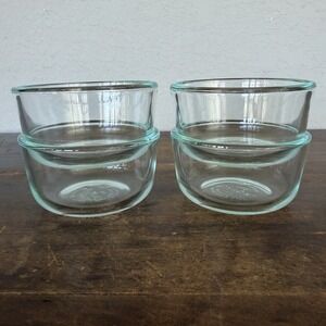Vintage Pyrex 1 cup 236mL Aqua Tint #7202 NO LIDS Set of 4 Custard Dessert Bowls